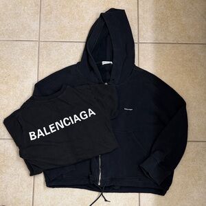 Balenciaga Black Hoodie and Tee Combo